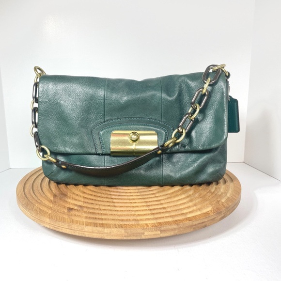 Coach Kristin G0973-14225, Rare Teal Green Supple Leather, Peacock Blue Lining - Picture 1 of 13